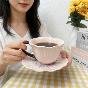 セラミックコーヒーマグソーサーセット250ml容量セラミック手作り絵画ティーカップ - Product Image 5