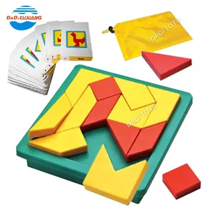 创意智能教育塑料纸卡儿童拼图，家庭游戏图案七巧板游戏