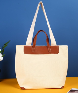 Bolsa de compras de lona de algodón natural personalizada para mujer, bolso bandolera de tela de algodón de alta calidad - Product Image 4