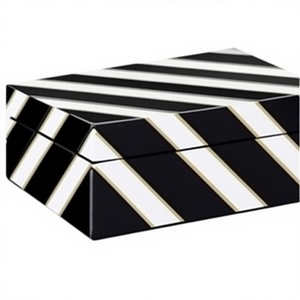 Hot Selling Promotion Trending Portable Travel Jewelry Storage Box Simple Case Rectangle Geometric MDF Resin Inlay - Product Image 1