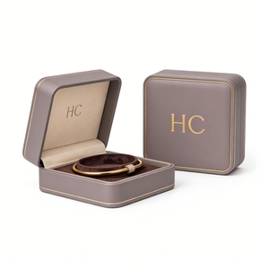 Modern Bracelet Box Luxury Custom Hinged PU Leather Jewelry Display Box Custom Bracelet Holder <b>Insert</b> Custom Logo Wholesale - Product Image 3