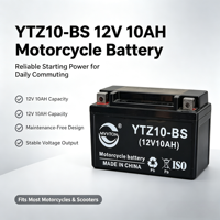 Batterie de moto AGM YTZ10-BS 12V 10Ah sans entretien, batterie au plomb-acide pour remplacement de moto