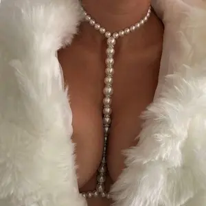 Groothandel Strand Bikini Sieraden Sexy Kralen Legering Bodykettingen Voor Hete Vrouwen Parel Kralen Rug Ketting Borst Ketting