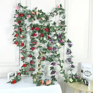 Artificial Rose Vine 16 Brick Rose Rattan Bedroom Dining Room Ceiling Flower Wall Decoration Vine