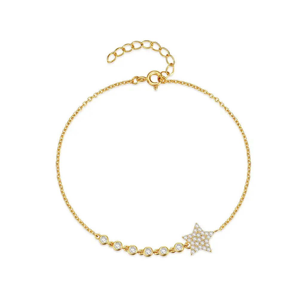 Nabest Jewelry für Damen 925 Sterling-Silber Stern-Armband Gold Plattiert Kube Zirkonien-Luxus-Armbänder