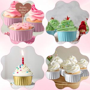 Gold/<b>Red</b> Aluminum Foil Baking Cupcake Cups 125ml PP Plastic Lid <b>Microwavable</b> Food Grade Disposable Custom Containers - Product Image 5