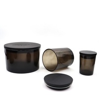 Récipient porte-bougie en verre de 15oz 20oz avec couvercle et boîtes emballant des bouteilles en verre élégantes pour l'affichage de bougies élégantes