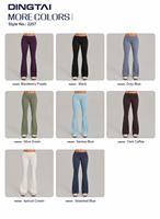 Pantalon de yoga évasé pour femme, coupe bootcut, taille repliable, dos froncé, effet push-up, longueur intégrale, anti-humidité, pour le sport et la détente