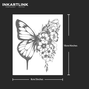 Tatuaje Temporal Personalizado de <span class=keywords><strong>Mariposa</strong></span> y Flor, Resistente al Agua, de Larga Duración (15 Días), Arte Corporal Semipermanente para Brazo, <span class=keywords><strong>Pierna</strong></span>, Mujeres y Hombres - Product Image 3