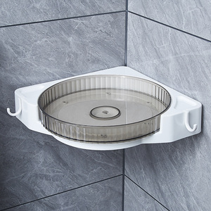 2025 nuevo montaje en pared de baño giratorio 360 Lazy Susan organizador ducha esquina Caddy estante cocina estante de almacenamiento con ganchos - Product Image 1
