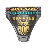 Bagues de championnat de flag football NFL personnalisées, bagues de victoire en strass pour tournoi de flag football junior, mascotte d'équipe personnalisée