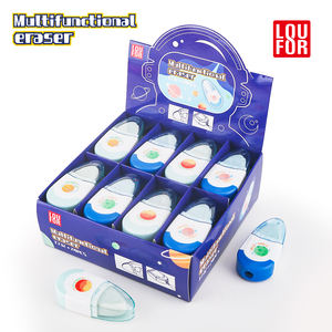 Hadiah alat tulis kantor sekolah anak-anak, rautan pensil multifungsi 2 dalam 1 dengan penghapus - Product Image 5