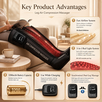 Masseur de jambes à compression d'air, lumière rouge, bottes de compression pour les jambes, photothérapie infrarouge sans fil, appareil de récupération musculaire