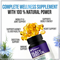 Capsules de suppléments alimentaires en gélules molles d'huile de nigelle pressée à froid 1000mg, marque privée OEM en gros, pour le soutien de la peau et du système immunitaire