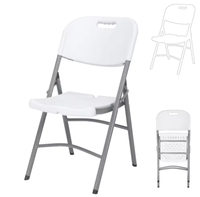 Chaise pliante en plastique blanc robuste, capacité de charge de 650 lb, empilable, pivotante, portable, pour la maison, le bureau, les réunions, les fêtes, la location