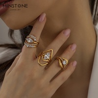 Bagues de haute qualité en laiton Zircon plaqué or à ouverture réglable en diamant rempli d'or pour femmes bijoux plaqués or