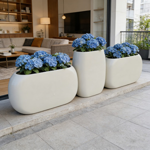 Vaso Ovale Grande Bianco Versatile Stile Shabby Chic <span class=keywords><strong>per</strong></span> <span class=keywords><strong>Piante</strong></span> <span class=keywords><strong>Grasse</strong></span> e Tropicale, Vaso da Fiori Alto Verniciato a Polvere - Vendita all'Ingrosso - Product Image 3