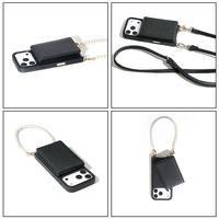 Vente en gros de portefeuilles à bandoulière de qualité supérieure en cuir, étui pour téléphone portable avec porte-cartes magnétique pour iPhone