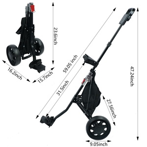 Verstelbare Handgreep Opvouwbare 2-wielige Golfkar Inklapbare Lichtgewicht Handkar Aluminium Golftrolley Met Voetrem - Product Image 2