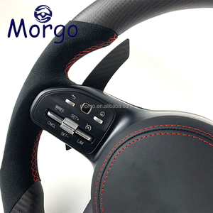 Volant personnalisé en fibre de carbone et cuir Morgo pour Mercedes-Benz <span class=keywords><strong>GT</strong></span> avec style sport racing en cuir noir - Product Image 4