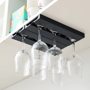 Support à <span class=keywords><strong>verres</strong></span> à vin inversé pratique, type <span class=keywords><strong>suspendu</strong></span> au comptoir, support mural pour <span class=keywords><strong>verres</strong></span> à vin sans perçage, rangement mural pour <span class=keywords><strong>verres</strong></span> à vin de bar - Product Image 4