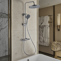Ensemble de douche à effet pluie chaud et froid en laiton avec noyau de vanne en céramique gris, surface brossée, bec de douche en cascade pour hôtels