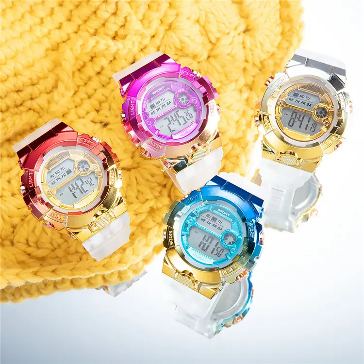 Colorful Digital Watches Unisex Men Women Fashion Stylish Sky Blue Girls Life Waterproof LED Alarm Clock Girls Gift