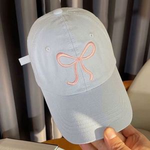 Wholesale <b>Plain</b> Bow Embroidery Baseball <b>Cap</b> Customized 6 Panel Casual Outdoor Baseball <b>Cap</b> for Women - Product Image 5