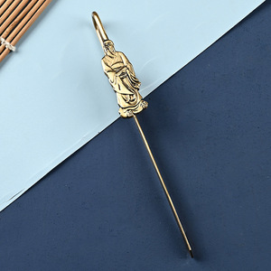 Marque-page et ouvre-lettre en bronze antique Confucius Lao Tzu, cadeau de sagesse du philosophe chinois ancien, décoration de bureau zen orientale - Product Image 3