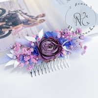 Sisir Pengantin Boho Buatan Tangan-100% Bunga Kering Alami Jepit Rambut Pabrik Yunnan Grosir Tahan Lama 3-5 Tahun untuk Pernikahan Natal
