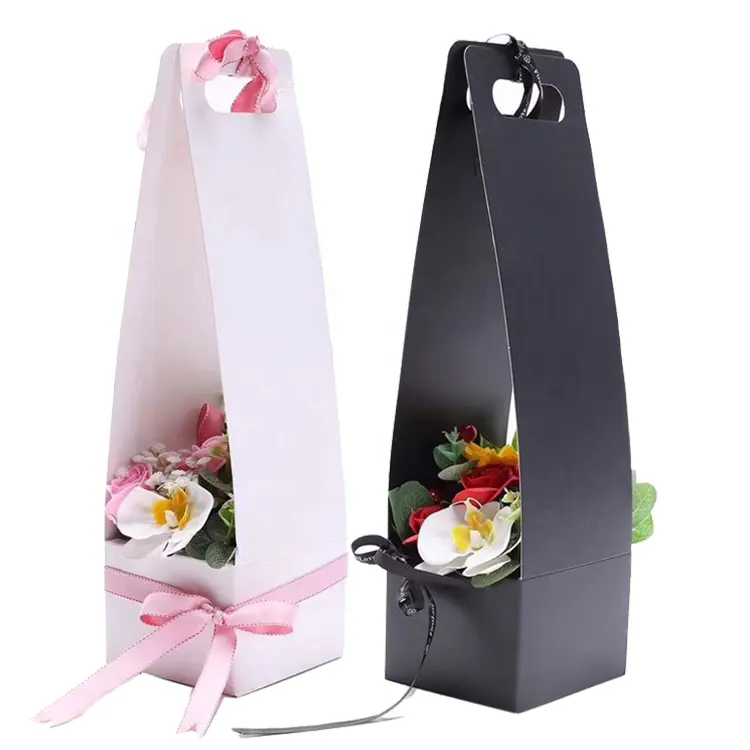 مخصص عالية الجودة المحمولة صناديق زهور للباقات الجملة بائع الزهور للطي تشكيلة زهور صندوق هدايا بمقبض