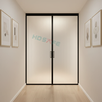HDSAFE Quincaillerie pour porte coulissante en verre, installation facile, design minimaliste, surface finie, fonctionnement léger par poussée-tirage, pour usage intérieur
