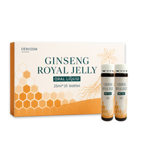 Liquide oral au ginseng et à la gelée royale 25ml*10 flacons PP, extrait de Panax Ginseng, boisson santé, complément énergétique, OEM, marque privée