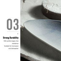 Vajilla de restaurante, platos y platos de Sushi de cerámica japoneses azules largos ovalados únicos, platos de porcelana para servir pescado para Catering