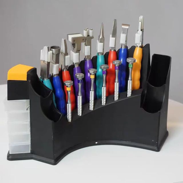 Professional Eyeglass Repair Tool Kit with Storage Stand, Optical Pliers & Screwdrivers Set
