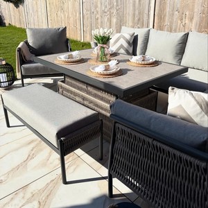 Conjunto de Muebles de Jardín Impermeables, Sofá de Jardín de Cuerda con Mesa de Centro, Sofá Exterior, <span class=keywords><strong>Grupo</strong></span> de Asientos para Balcón - Product Image 2