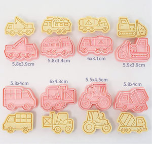 Ensemble de découpoirs à biscuits en plastique pour véhicules de construction, motif voiture de dessin animé, pour la pâtisserie - Product Image 6