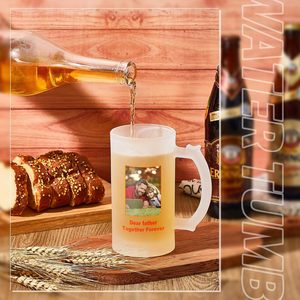 16OZ Frosted Clear Beer <strong>Mugs</strong> Wholesale 450ml <strong>Large</strong> Custom Logo Glass Beer <strong>Mugs</strong> With Handle - Product Image 6