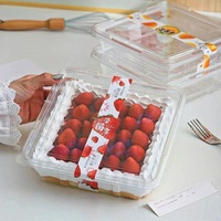 Muestra gratis cuadrado desechable transparente PET Blister plástico pastelería panadería postre pastel contenedor/caja con tapas