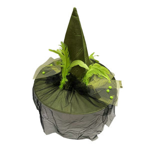 Sombrero <span class=keywords><strong>de</strong></span> <span class=keywords><strong>Bruja</strong></span> Verde <span class=keywords><strong>de</strong></span> Halloween <span class=keywords><strong>con</strong></span> <span class=keywords><strong>Plumas</strong></span> y Velo, Estilo Mago <span class=keywords><strong>de</strong></span> Oz, Sexy - Product Image 4