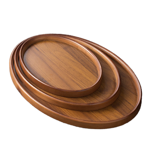 Bandeja de Madera de Nogal Ovalada, Moderna y Clásica, Hecha a Mano, Resistente, Apta para Lavavajillas, para Servir Frutas, para Comedor, Té, Restaurante, Hotel - Product Image 1