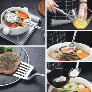 Ensemble d'ustensiles de cuisine classiques en acier inoxydable de haute qualité avec poignées, kit d'ustensiles de cuisson durables pour la maison - Product Image 2