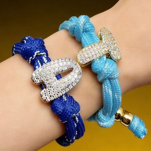 YIMEILI&Fashion Bracelet à breloques en zircone plaqué or/argent 18 carats, perles bulles rondes, 26 lettres <span class=keywords><strong>A</strong></span>-Z, accessoires DIY avec cordon coloré - Product Image 4