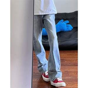 Pantalones Acampanados Largos de Mezclilla Retro para Hombre, Estilo Urbano Americano, Versátiles, de Primavera, de Marca Casual Transfronteriza, de Moda - Product Image 1