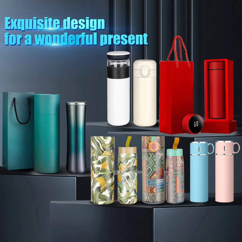 Wujo 500Ml Europese Aangepaste Logo Temperatuur Display Hot Water Koffie Rvs Thermos Digitale