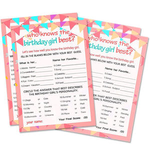 Tarjeta de cumpleaños de chica divertida con impresión personalizada que conoce <span class=keywords><strong>a</strong></span> la chica de cumpleaños mejor juego tarjeta de juego de actividad de fiesta de cumpleaños - Product Image 5