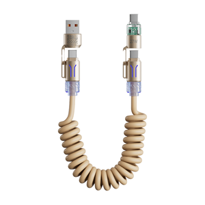 Câble USB à ressort PINYI <span class=keywords><strong>FEIYIDA</strong></span> en PVC avec adaptateur en alliage de zinc, charge rapide 240W, USB 3.1 3-en-1 Type-C, 1,8m, pour appareils iOS - Product Image 1