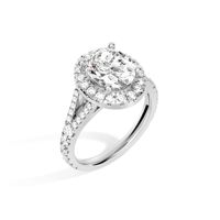Bague de fiançailles SGARIT personnalisée en or 14 carats avec moissanite ronde de 2 carats, sertie d'une halo et d'un pavé, couleur VVS D, pour femme