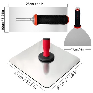 Juego <span class=keywords><strong>de</strong></span> 3 herramientas <span class=keywords><strong>de</strong></span> enlucido DIY: Espátula para <span class=keywords><strong>mortero</strong></span> <span class=keywords><strong>de</strong></span> 30 cm, Llana <span class=keywords><strong>de</strong></span> acero inoxidable <span class=keywords><strong>de</strong></span> 28 cm y Espátula para masilla <span class=keywords><strong>de</strong></span> 6 pulgadas con mango <span class=keywords><strong>de</strong></span> goma y punta para clavos - Product Image 2