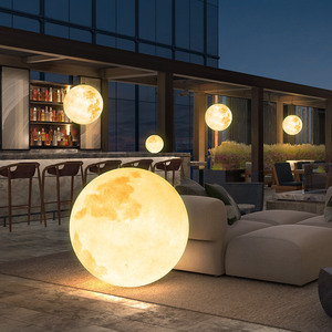 Lampadario a Sospensione LED in Acrilico a Forma di Luna e <span class=keywords><strong>Pianeta</strong></span>, Altezza Regolabile, Luce Calda, Artistico, Stile Nordico per Ristoranti - Product Image 1